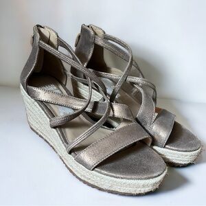 Eileen Fisher Metallic Strappy Wedges
